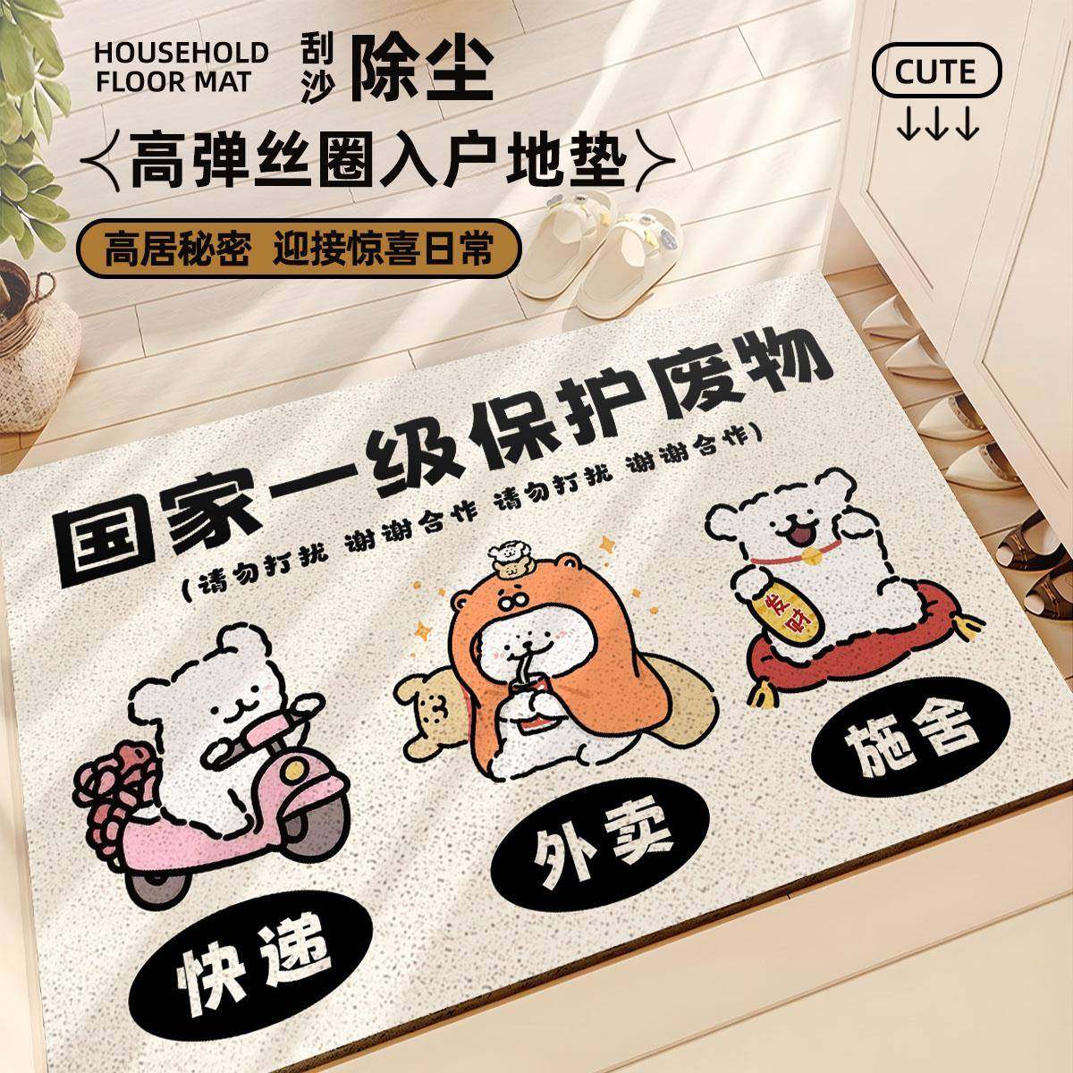 国家一级保护废物地垫外卖家用防滑入户地毯进大门口玄关脚垫丝圈