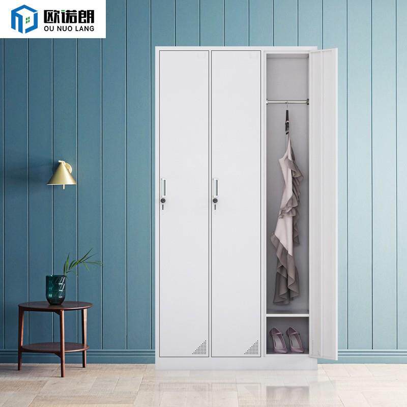 员工更衣柜收纳柜三门铁皮衣柜工厂车间宿舍文件柜带锁换衣柜鞋柜