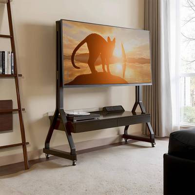 电视落地支架可移动小户型通用法式客厅电视机推车实木带轮电视柜