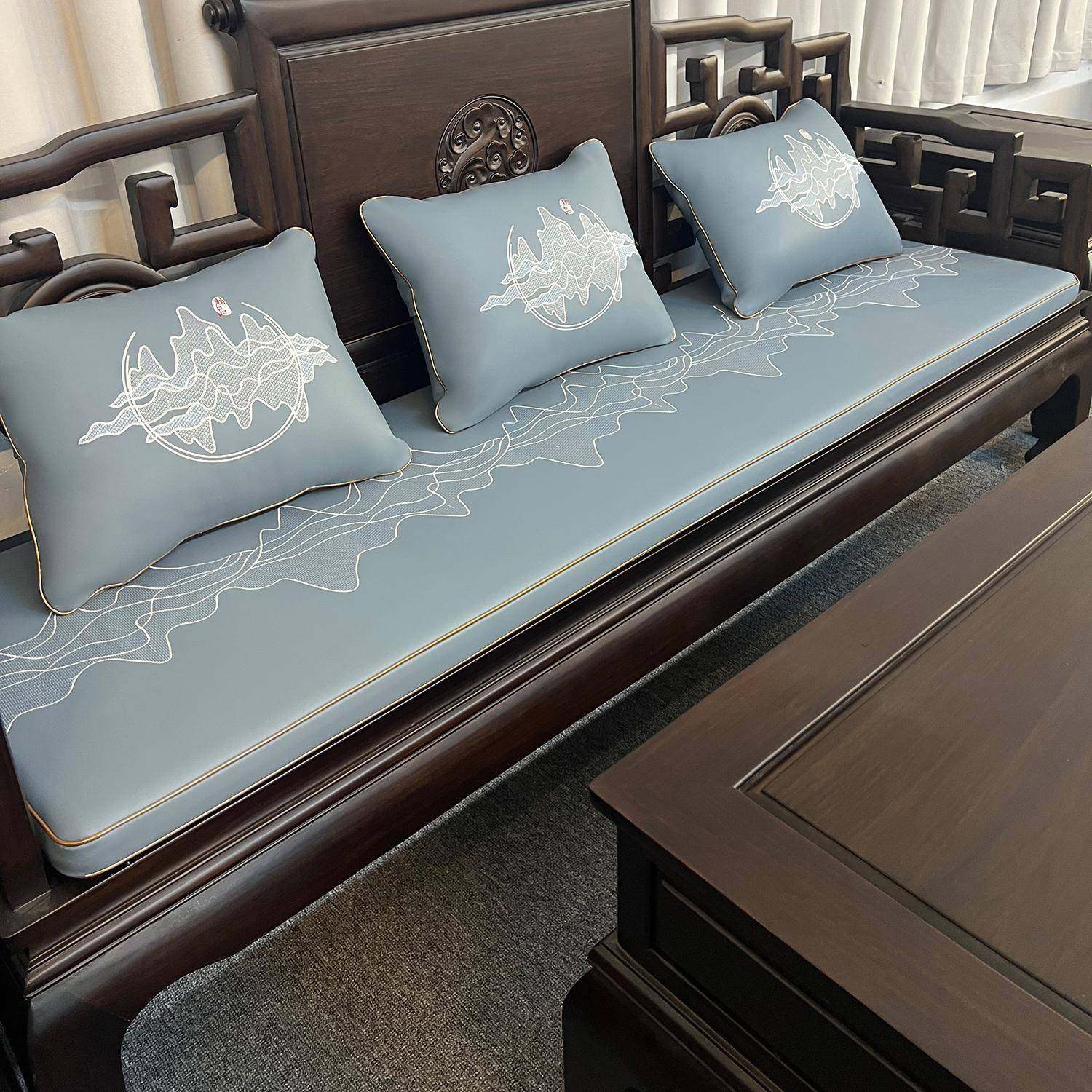 红木沙发坐垫客厅全套定制冬夏两用防滑防水实木家具椅餐椅加厚版