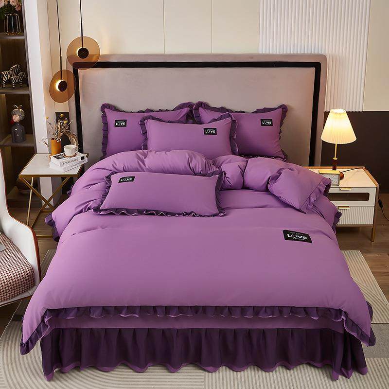 水洗棉四件套韩版纯色加厚磨毛被套床单蕾丝花边四件套直销,机械设备,其他机械设备,淘宝优惠券,粉丝福利购,淘宝优惠卷