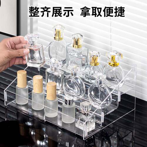 卡扣置物透明亚展纳克力阶梯架手盲盒酒水饮料示架香化妆品收置物