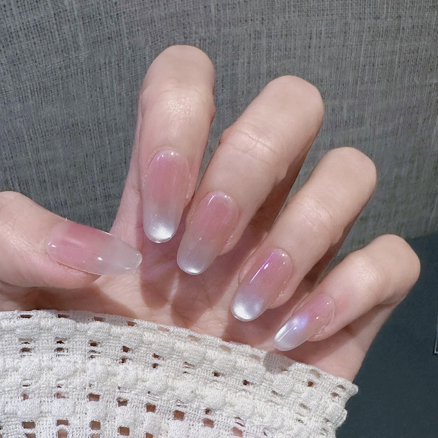 冰透水晶粉短款款美甲贴片