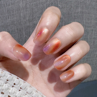 渐变色穿戴甲短款 高级感指甲片手工甲可拆卸 美甲贴片成品网红爆款