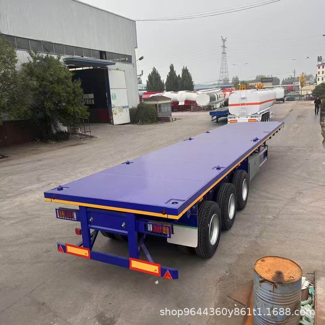 厂家骨架后翻自卸挂车报价鹅颈式骨架后翻车铁路集装箱挂车平板车