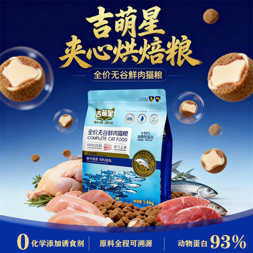 吉萌星无谷鲜肉鸡肉鲑鱼烘焙猫粮