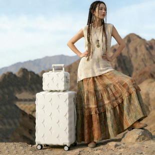 袋鼠行李箱拉杆箱女高颜值静音轮20寸轻便登机结实耐用密码子母箱