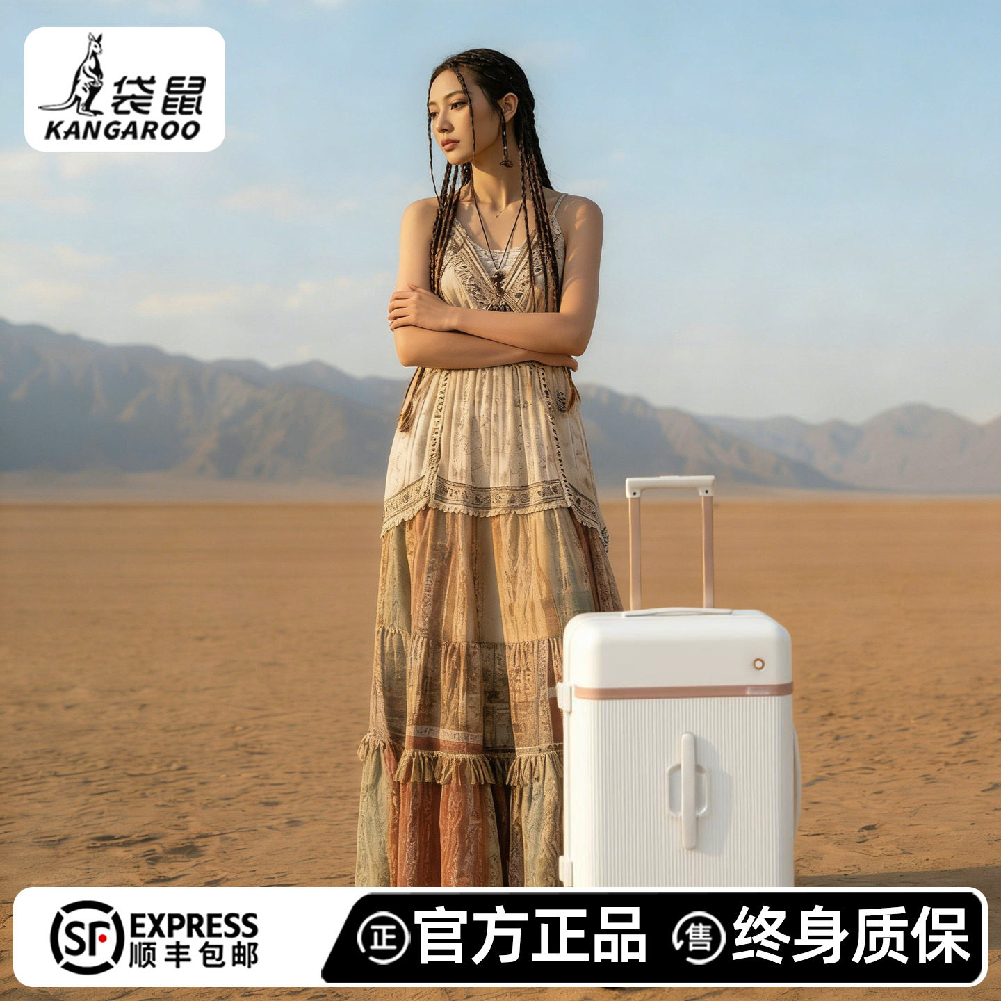 袋鼠行李箱旅行箱2025新款pc材质20寸可登机结实耐用大容量20拉杆