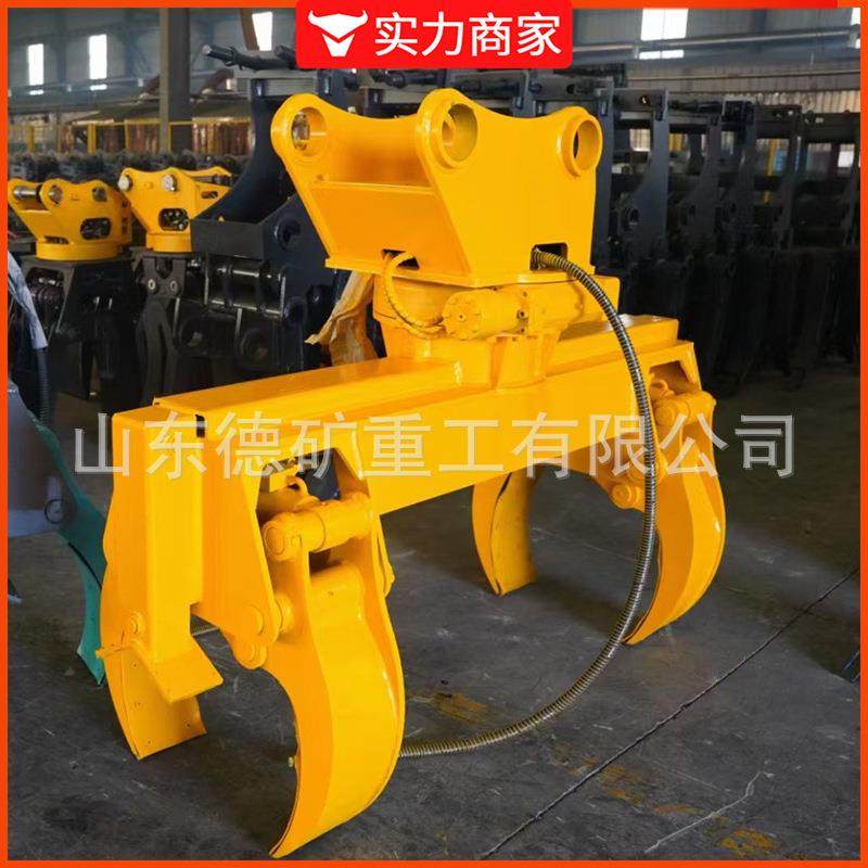 挖掘机电线杆夹子 抓立钢管圆柱物 挖改360度旋转水泥柱爪子