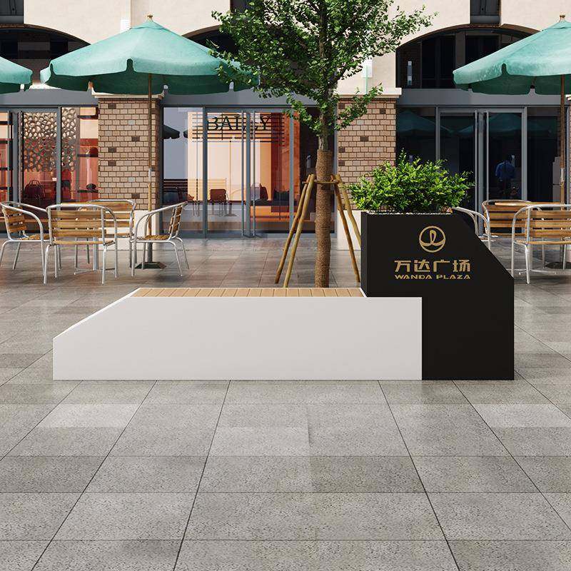 户外铁艺花箱座椅组合售楼部外摆花槽市政景观园林不锈钢花盆花钵