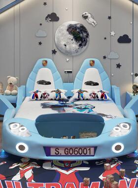 NRFQ079#跑车儿童床男孩双人创意汽车卡通男童带护栏简约单人分床