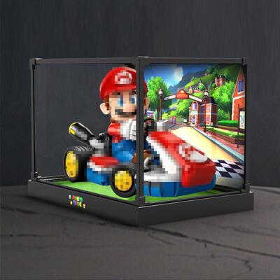 合金框亚克力高清收纳盒适用72037马力欧卡丁车积木模型拼装玩具