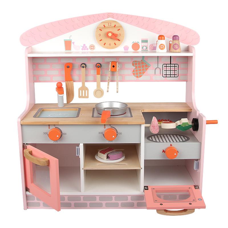 幼儿园木质仿真趣味BBQ厨房烧烤架组合过家家烧烤玩具套装