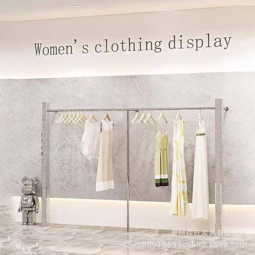 水波纹货架不锈钢上墙架男装女装店挂衣杆货吊挂悬挂吊架展架