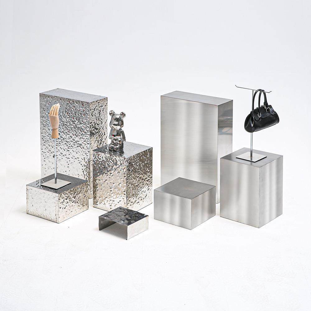 水波纹立体不锈钢拉丝装饰摆件陈列中岛流水台服装模特展示地台架