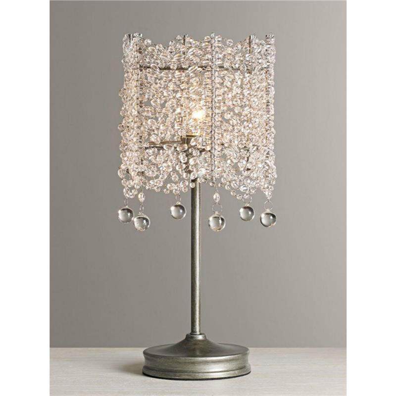 美式台灯小奢华大气法式复古银装饰婚房公主卧室温馨床头灯水晶台