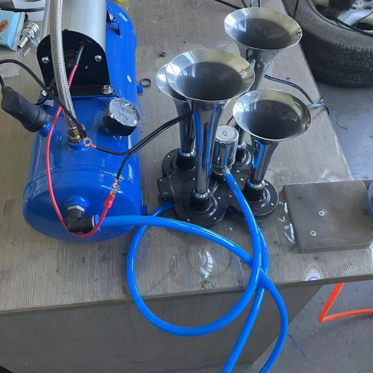 汽车改装气泵12V 120psi 蓝色6L气罐空气压缩机 车载充气泵