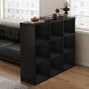 中古风实木书架落地置物架卡莱克格子柜九宫格小户型玄关柜子书柜