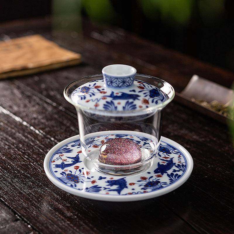 手工玻璃盖碗茶杯透明耐热陶瓷纯手绘三才泡茶盖碗茶杯家用手抓盖,收纳整理,烫衣板及配件,淘宝优惠券,粉丝福利购,淘宝优惠卷