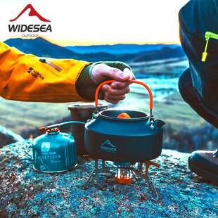 Widesea野营茶壶1L便携式户外烧水壶折叠野炊徒步登山露营炊具
