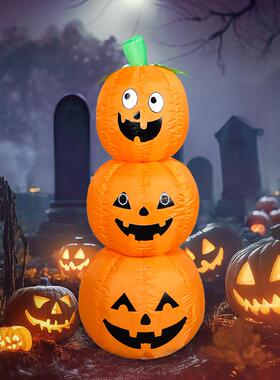 现货万圣节4FT充气南瓜串灯光气模庭院装饰节日摆件