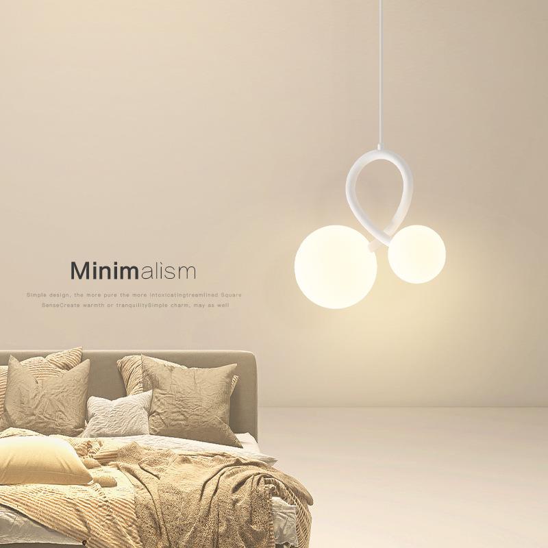 卧室灯床头小吊灯现代简约北欧个性设计灯具led创意奶油风吊线灯