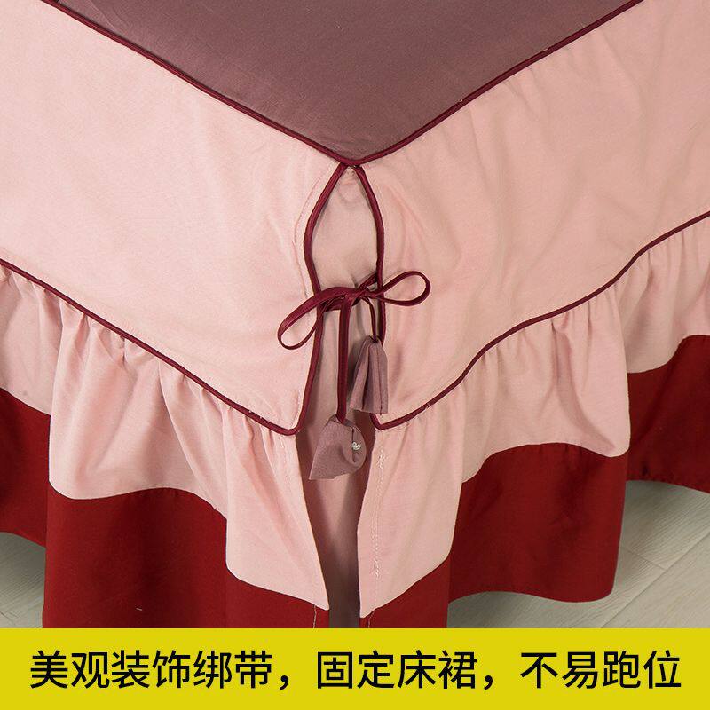 被罩子套床裙款床上用品四件套纯棉全棉100高档四季通用款公主风4