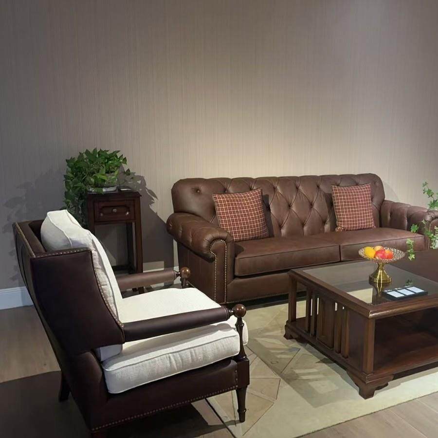 美式真皮沙发棕色做旧油蜡皮直排中古风客厅别墅家具2024新款复古,纺织面料/辅料/配套,纺织机械配件,淘宝优惠券,粉丝福利购,淘宝优惠卷