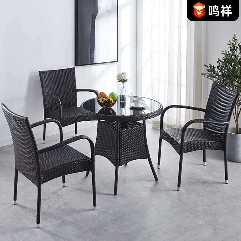 藤椅三件套家用休闲阳台单人茶桌简约藤编椅子茶几组合靠背椅