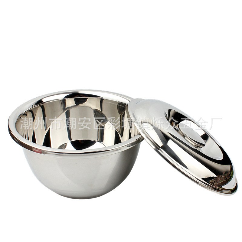不锈钢油盆带盖特深特厚不锈钢盆高盖盆味斗打蛋盆深盆