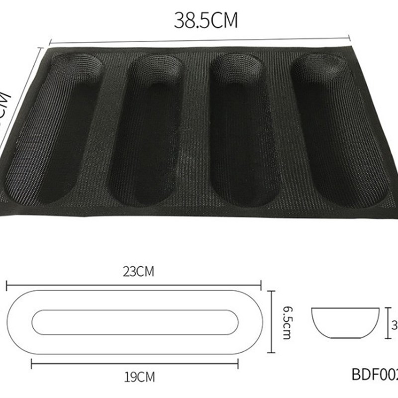 赛百味风味面包用模具 380X250MM 4联9寸硅胶面包法棍烘焙用模具