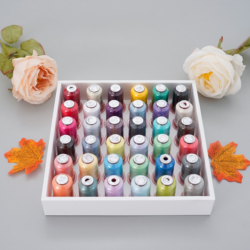36色绣花线 涤纶120D缝纫线家纺窗帘彩色刺绣线电脑绣花线套装
