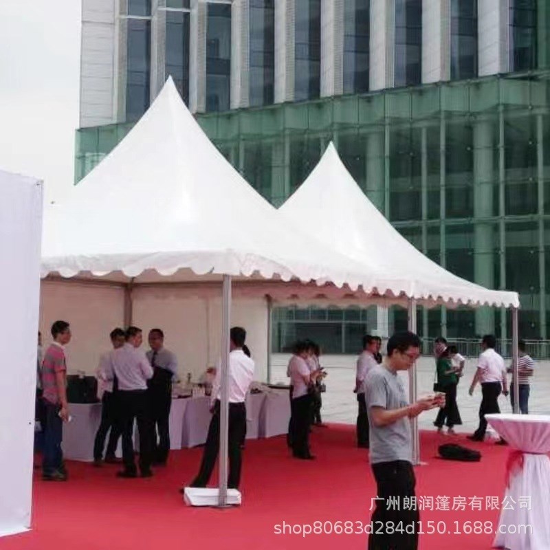 广州朗润篷房Pvc材质宝塔帐篷篷房5x5 6x6尖顶 临时户外摆摊帐篷