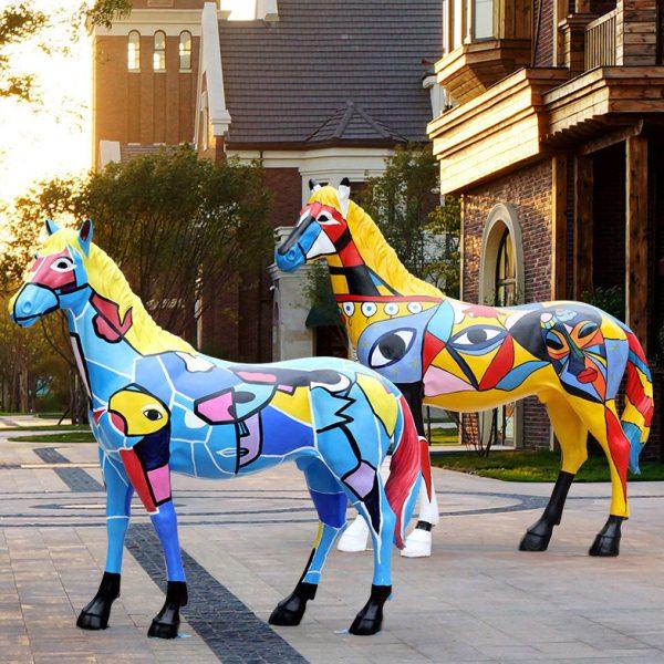 玻璃钢大马彩绘马摆件广场商场美陈公园酒店大厅园林雕塑KTV装饰,家居饰品,户外/庭院摆件,淘宝优惠券,粉丝福利购,淘宝优惠卷
