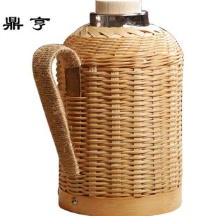 鼎亨复古竹编家用暖壶 开水壶不锈钢玻璃内胆 热水保温瓶文艺手工