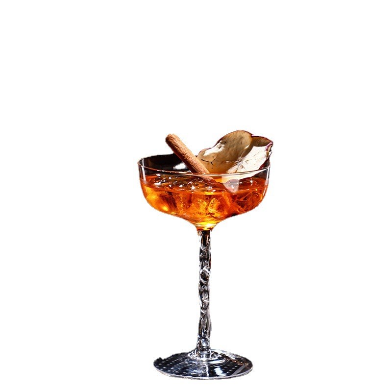 创意设计麻花杆高脚杯简约优雅鸡尾酒香槟杯家用民宿冷饮果汁杯