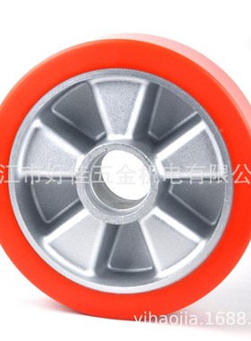 工厂直供200X50X60mm铝芯聚氨酯(PU)20mm厚胶橙色脚轮