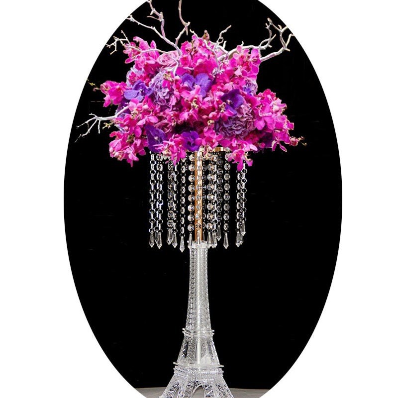 跨境亚克力埃菲尔铁塔烛台婚庆宴会酒店派对主桌水晶中心装饰摆件