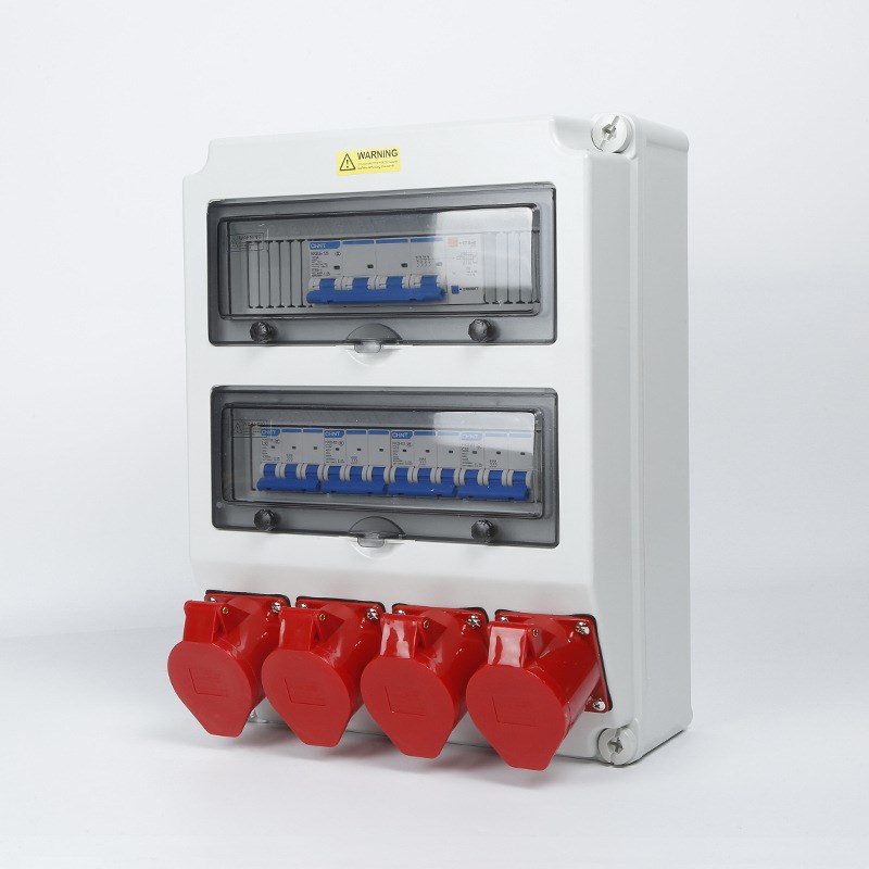 防水插座箱4位漏保 工业防水插座小配电箱带漏保断路器空气开关箱