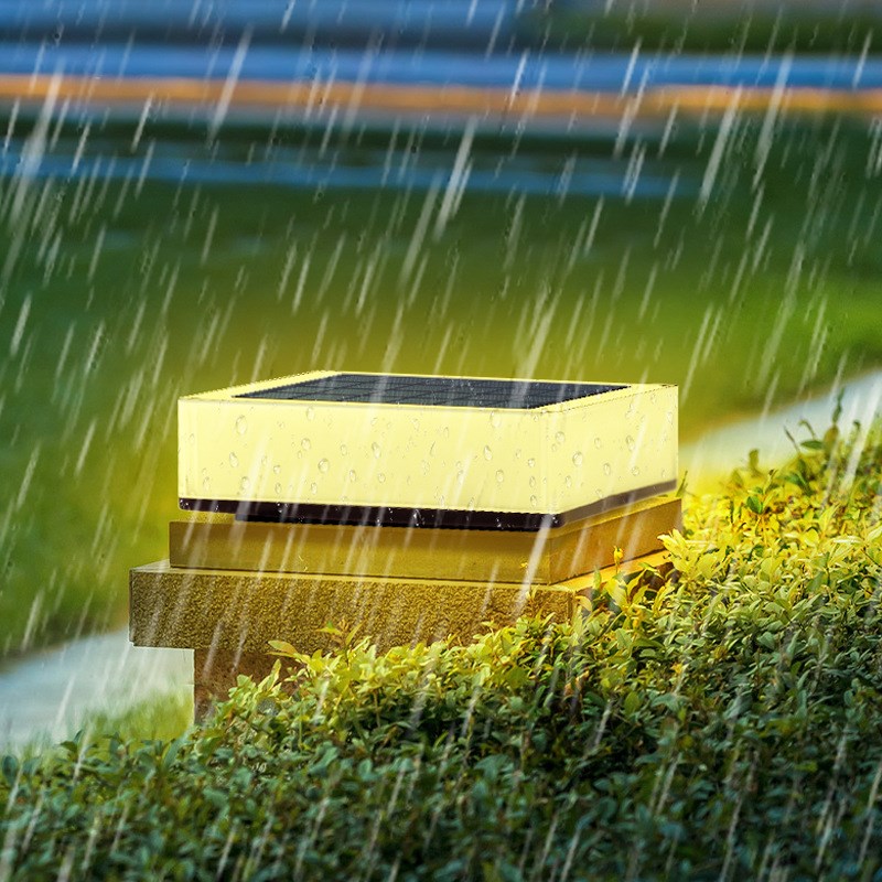 跨境太阳能柱头灯四方形别墅大门柱灯围墙围栏户外防水庭院柱子灯