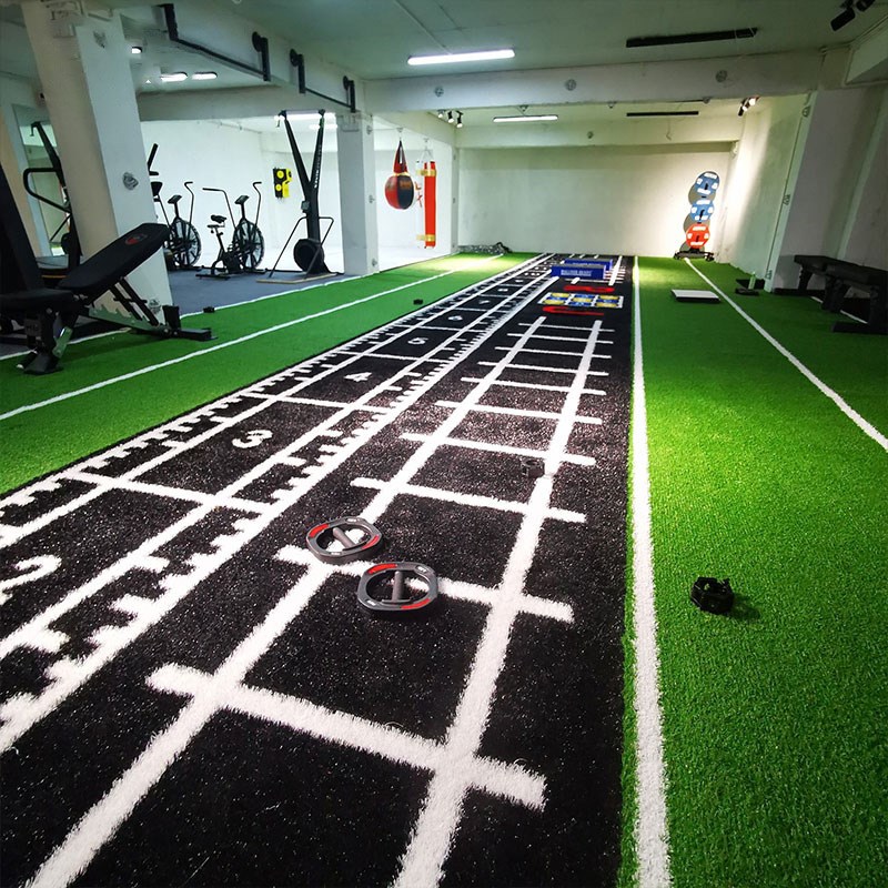 健身房草坪地毯仿真跑道室内带图案人造草垫私教网红黑灰草皮