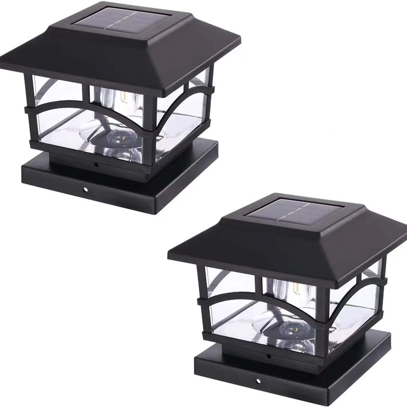 太阳能复古钨丝灯泡柱头灯 田园庭院灯 柱帽灯防水花园夹板栅栏灯