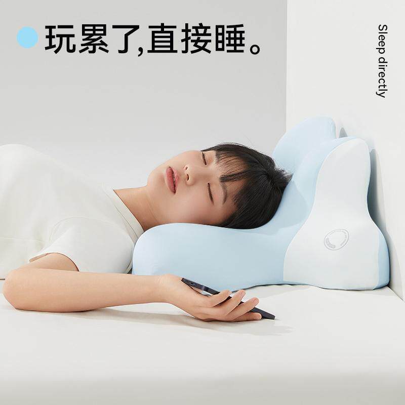 觉轻松夜猫枕侧睡玩枕头记忆棉趴睡枕护颈椎颈趴睡枕头银雪灰抹茶