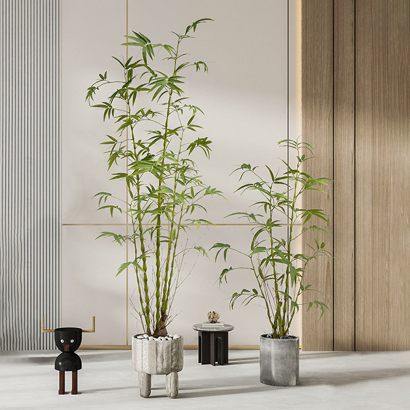 森空间仿真绿植装饰竹子中式风格假植物家居客厅角落大型盆栽摆件