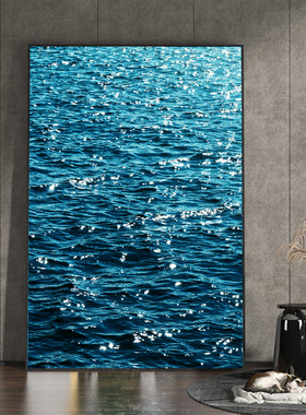 波光粼粼蓝色大海装饰画客厅卧室沙发背景墙画餐厅玄关挂画水波纹