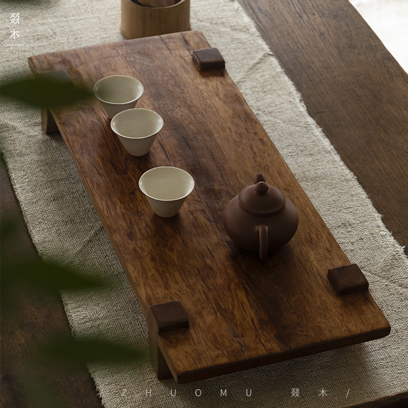 叕木风化木家用会客小型干泡茶盘创意实木复古怀旧民宿茶桌茶托