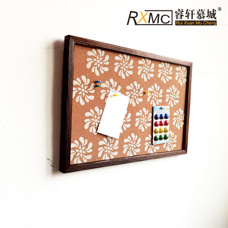 睿轩慕城印花软木板照片墙复古木框创意毛毡自粘贴墙挂式家用宿舍