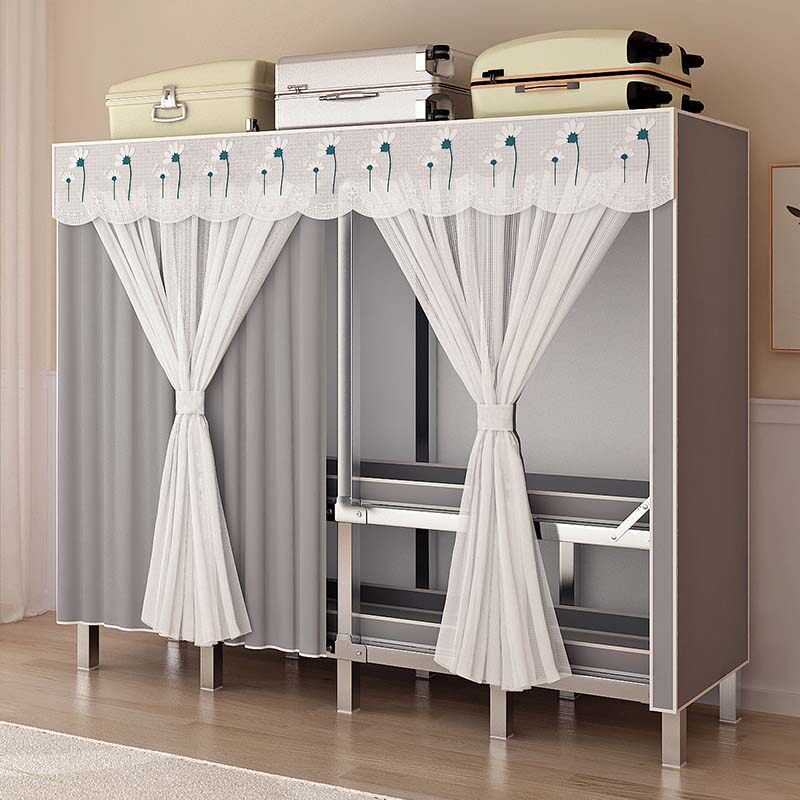 免安装衣柜家用卧室出租房用简易布衣柜折叠全钢架加粗加厚衣橱