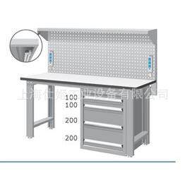 供应原木带棚板WBS-57041W16带灯四抽屉钳工工作台