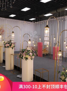 婚庆路引灯金色水晶冰条灯铁艺婚礼道具舞台布置发光圆球龙珠T台